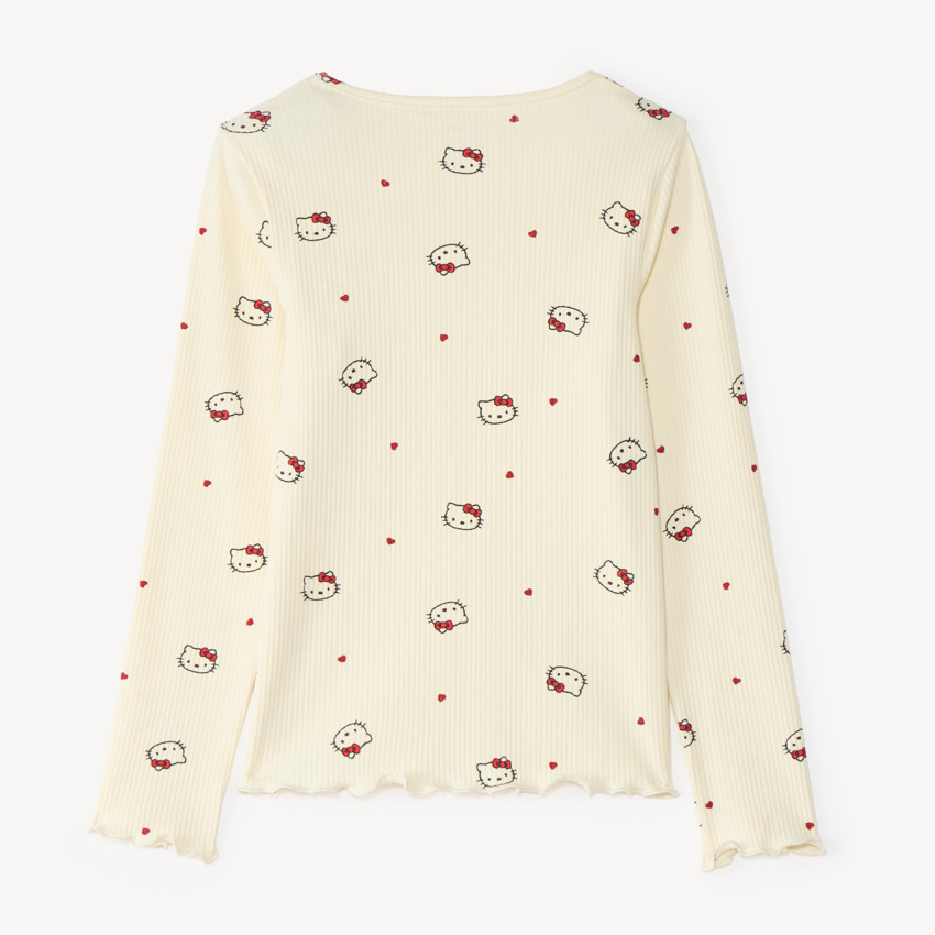 Camiseta de niña de manga larga de canalé Hello Kitty 