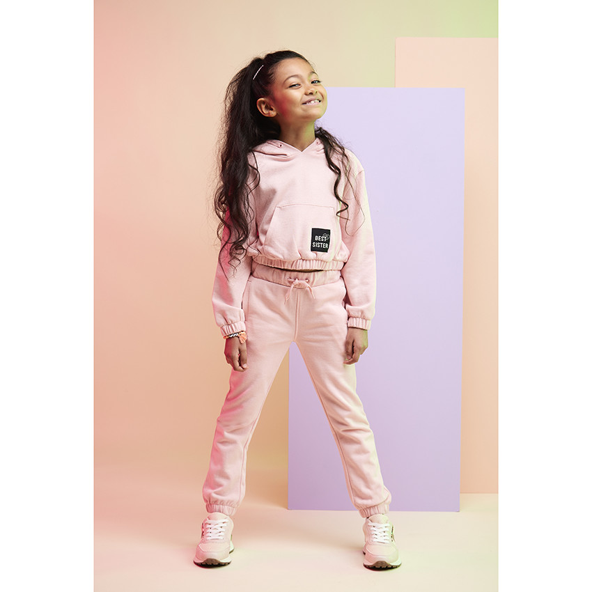 Sudadera con capucha de felpa lisa para niña 