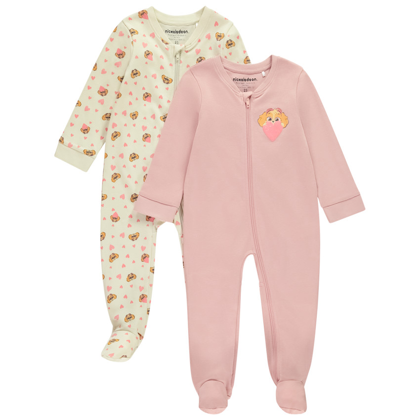 Pack de 2 peleles con cremallera de Stella Patrulla Canina para bebé niña 