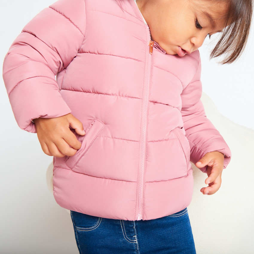 Plumífero con forro interior micropolar para bebé niña 