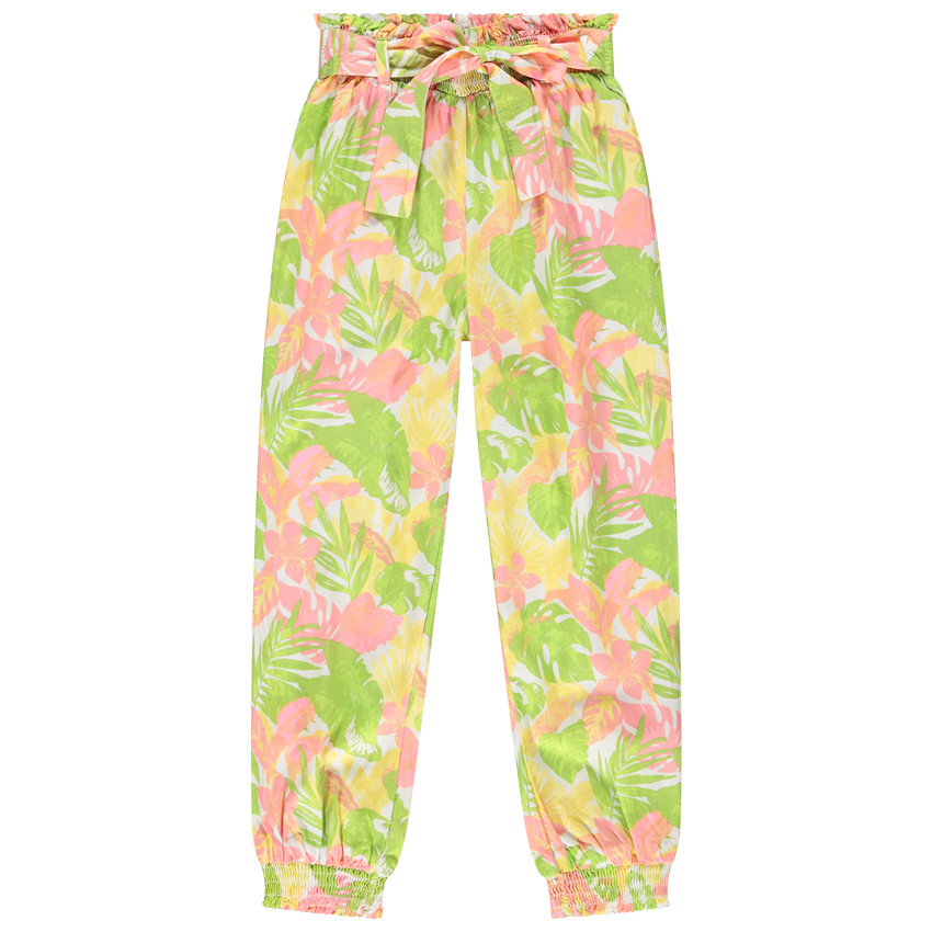 Pantalón fluido estampado exótico para niña 