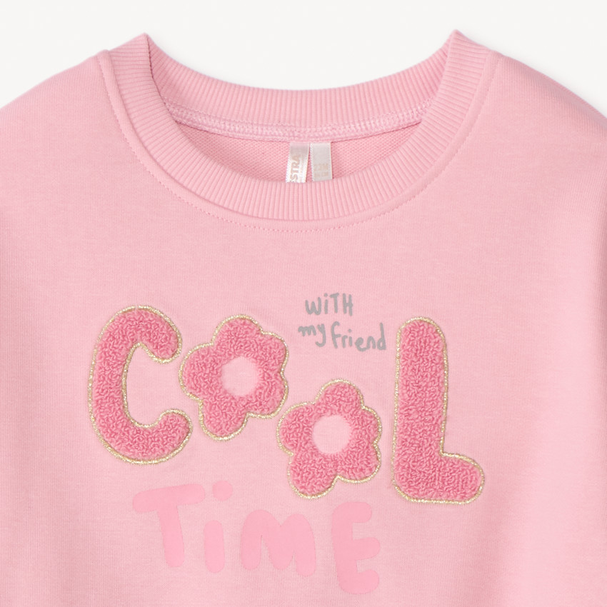 Sudadera de felpa oversize con parches de bucle para bebé niña 