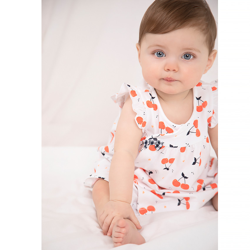 Vestido manga corta cerezas 