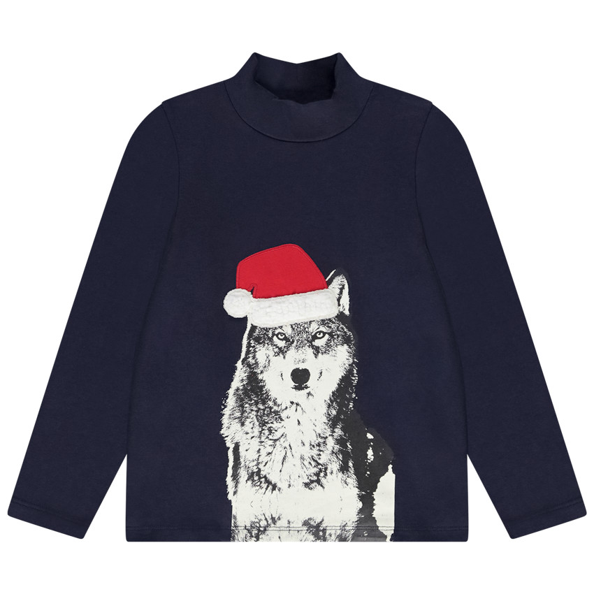 Sous-pull de noël print loup pour garçon 
