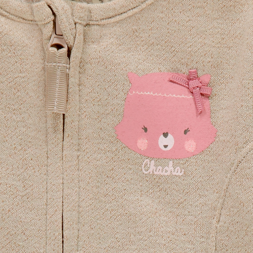 Conjunto de 3 piezas con camiseta estampada, chaqueta con cremallera y pantalón de muletón 