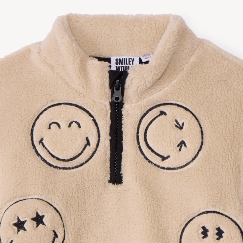 Sudadera tipo camionero en sherpa de SmileyWorld niño. 