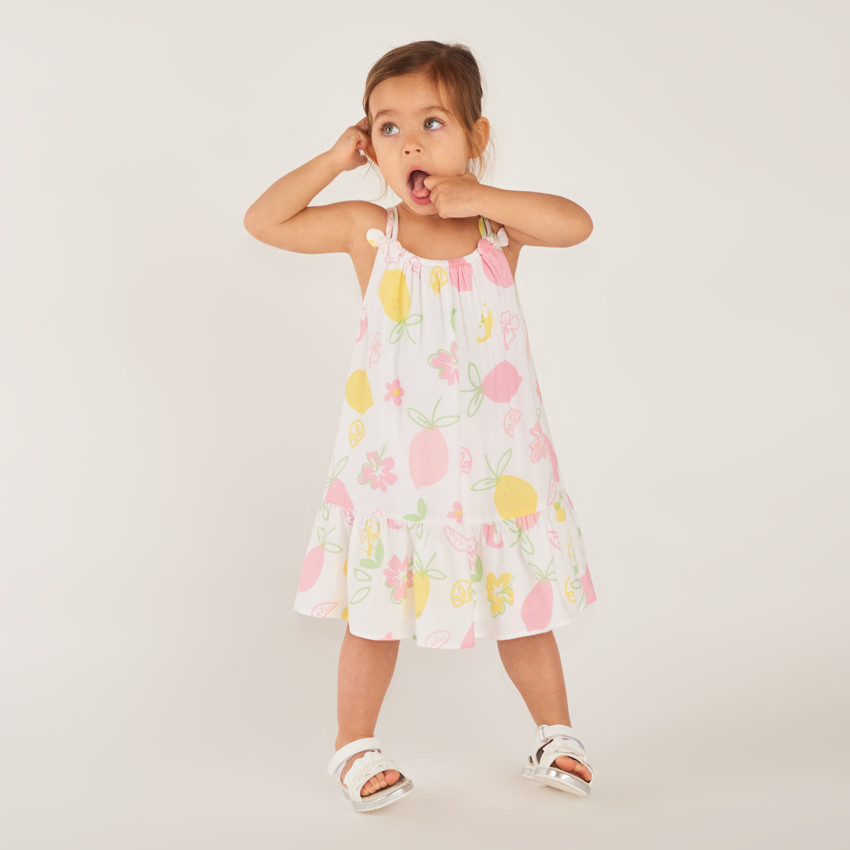 Ropa de tirantes dobles con estampado de limones para bebé niña 