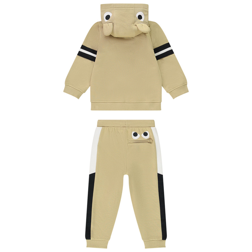 Conjunto en felpa con chaqueta con capucha fantasía y pantalón de chándal monstruo para bebé niño 