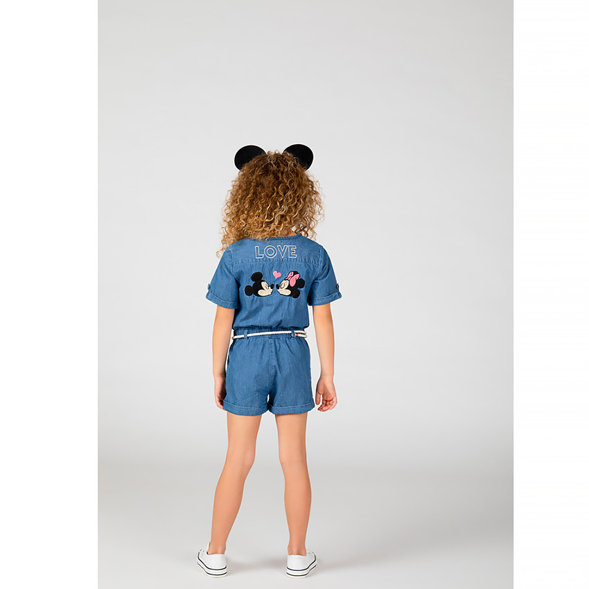 Combishort en denim broderies Minnie (Disney) pour fille 