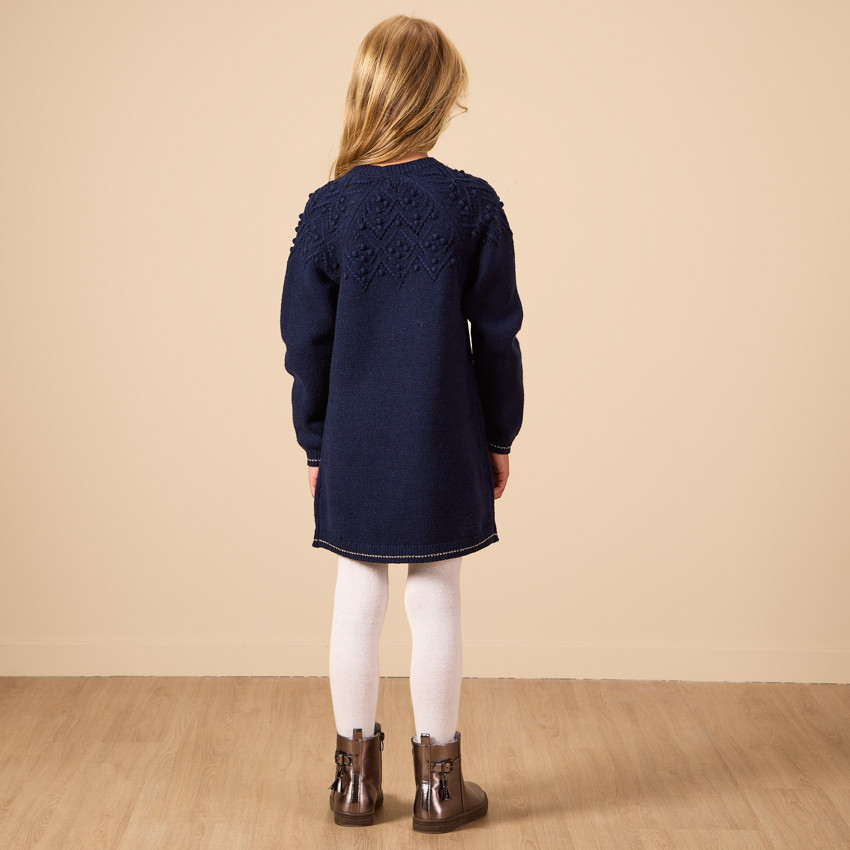 Vestido de punto con lurex y mangas largas para niña 