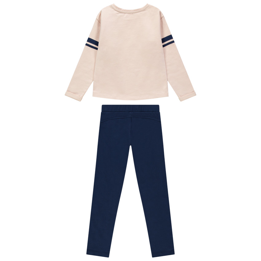 Jogging avec sweat print personnage et legging à bandes 