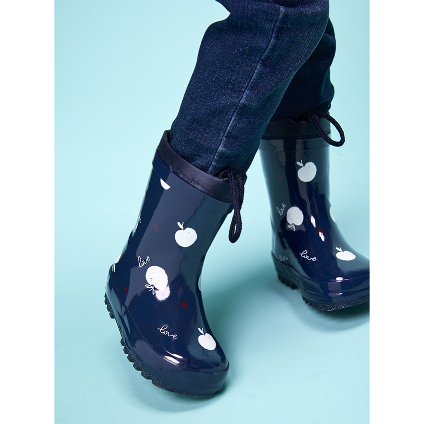 Botas de agua de caucho con estampado de manzanas para bebé niña 
