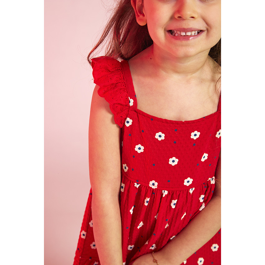 Vestido de punto moteado con estampado original para niña 