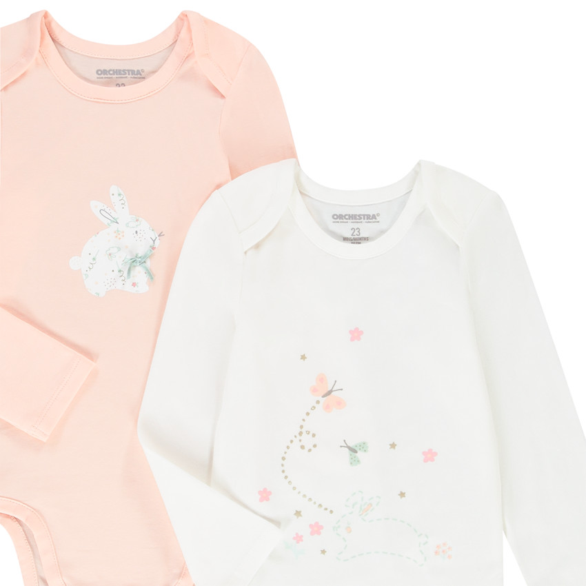 Pack de 5 bodies de manga larga con estampado de conejito 