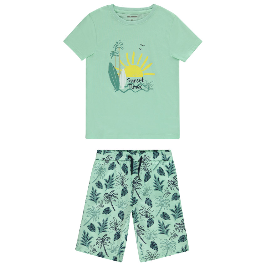 Conjunto 2 piezas camiseta manga corta fantasía + short estampado tropique para niño  Additional Conjunto 2 piezas camiseta manga corta fantasía + short estampado tropique para niño