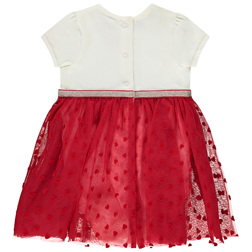 Vestido de fiesta efecto 2 en 1 bicolor con corazones para bebé niña 