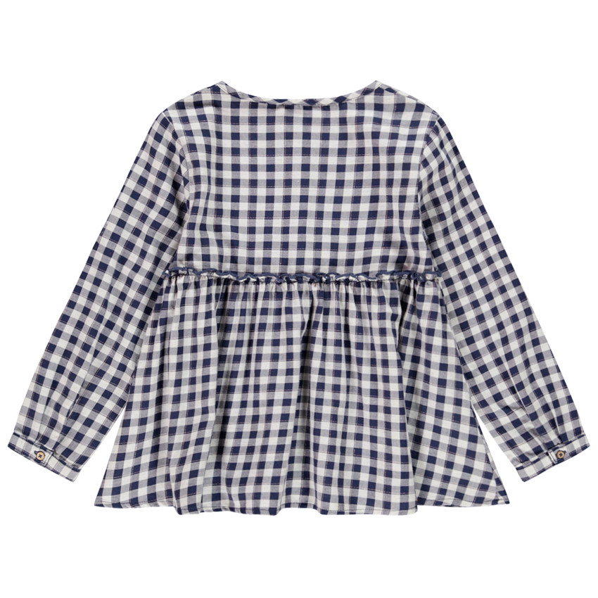 Túnica manga larga estampado cuadros 