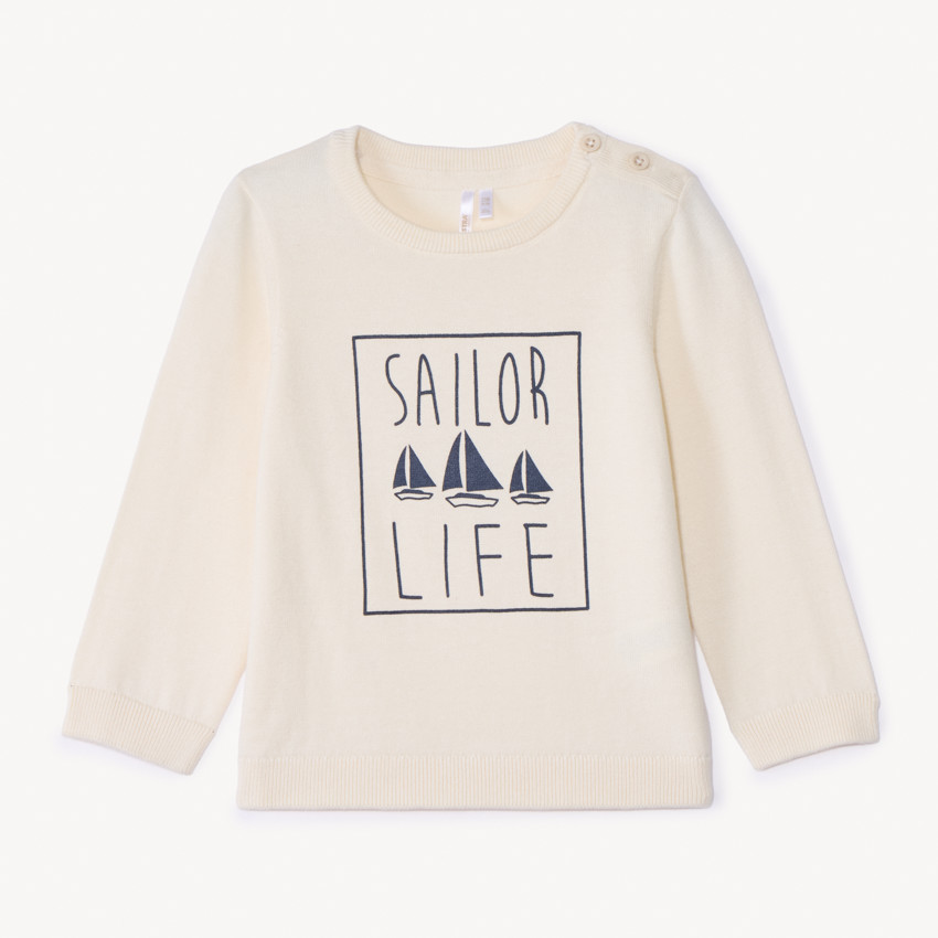 Suéter de punto con estampado de veleros para bebé niño 
