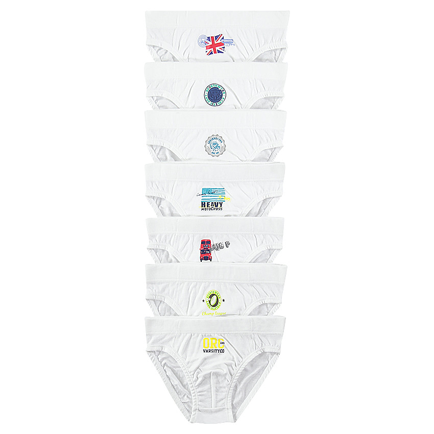 Lote de 7 slips de algodones lisos estampado fantasía 