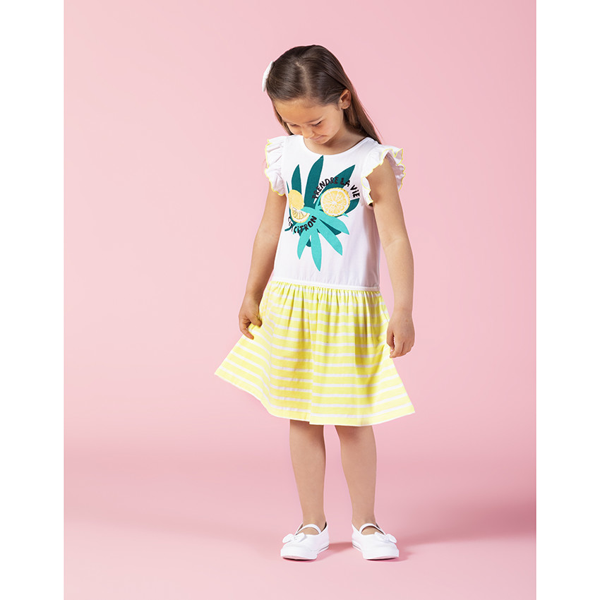 Vestido manga corta algodón orgánico estampado rayas y frutas  Additional Vestido manga corta algodón orgánico estampado rayas y frutas