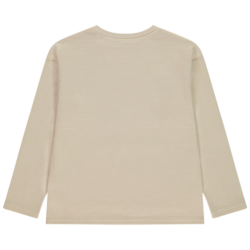 Camiseta de manga larga unicolor con bolsillo canguro para niño 