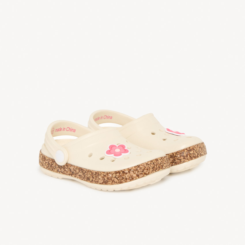 Zuecos con insignia de flor y correa para bebé niña 