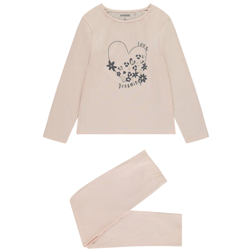 Pijama de 2 piezas con estampado de fantasía y manga larga para niña 