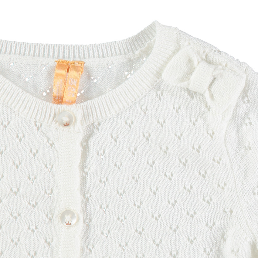 Chaqueta de punto calado con lazo cosido 