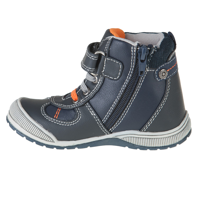 Botines efecto piel con cordones, velcro y cremallera 