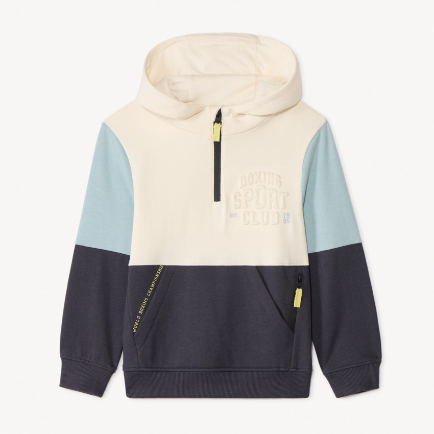 Sudadera con capucha efecto color block para niño 
