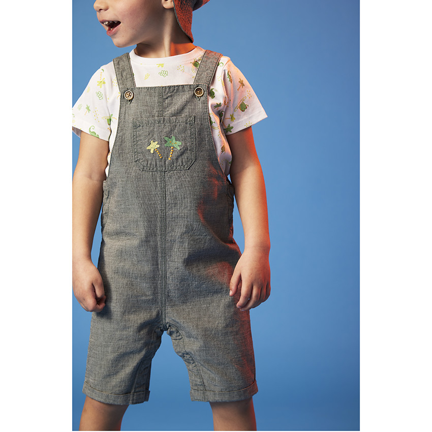 Mono corto con bordados de palmeras para bebé niño 