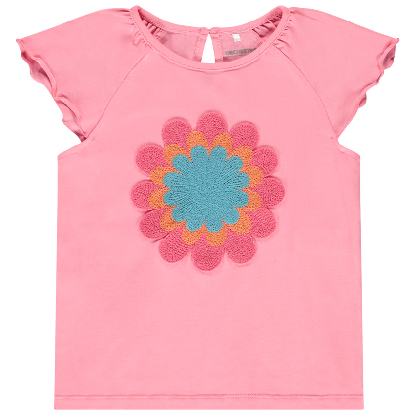 Camiseta de manga corta con flor de ganchillo para niña  Additional Camiseta de manga corta con flor de ganchillo para niña