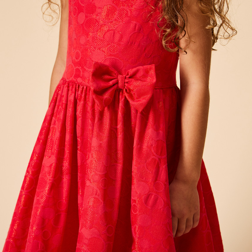 Vestido de fiesta sin mangas con motivos jacquard iridiscentes para niña 