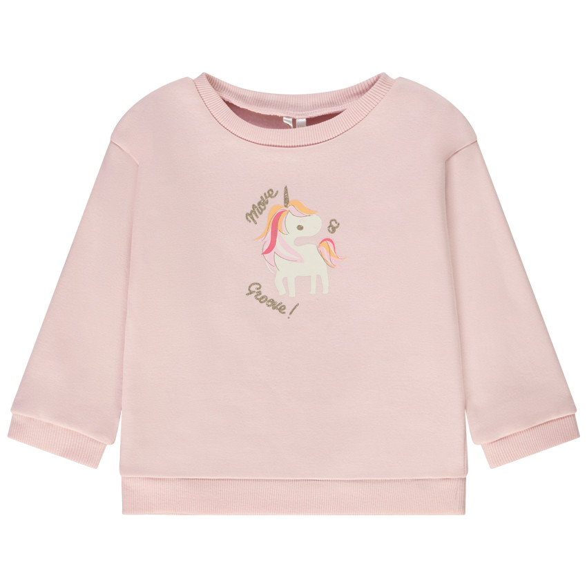 Sudadera oversize afelpada con estampado fantasía para bebé niña 