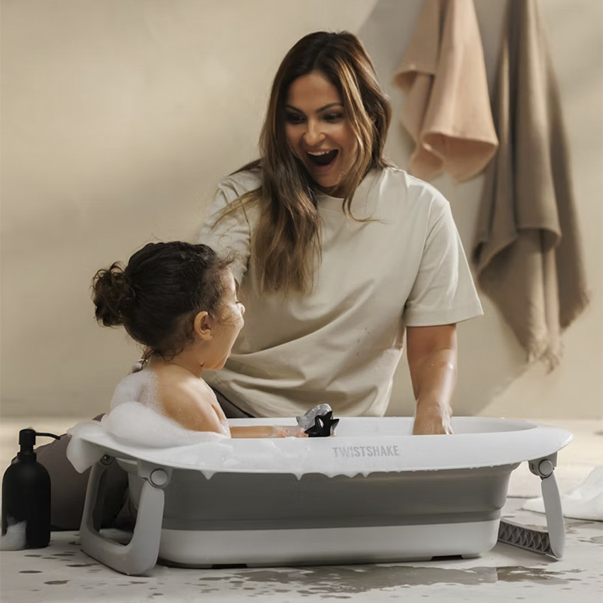 Bañera plegable 30L blanca y gris 