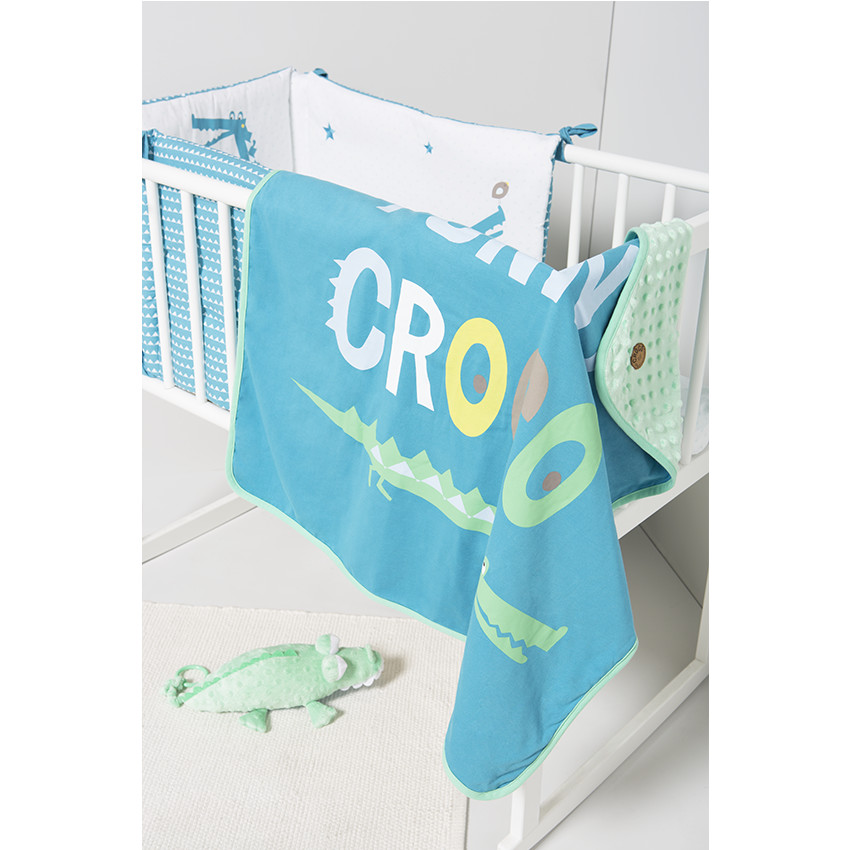 Chichonera enguatada de popelina de algodón con motivo de cocodrilo 