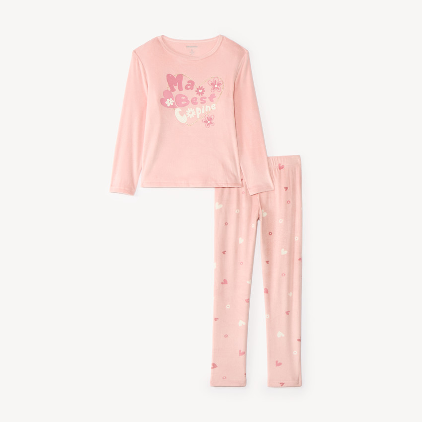 Conjunto de pijama de dos piezas de forro polar para niña 