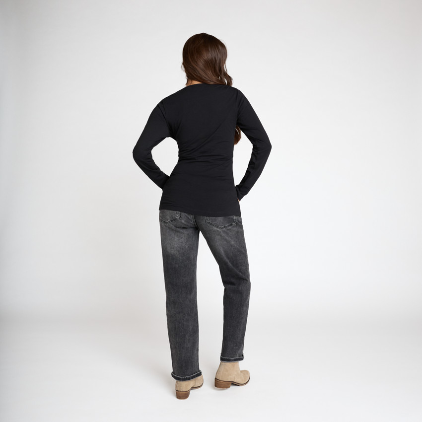 Camiseta de manga larga para embarazo y lactancia con cuello cruzado 