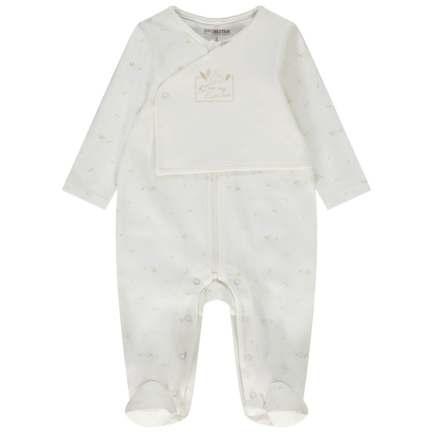 Pelele de algodón estampado hojas para bebé 