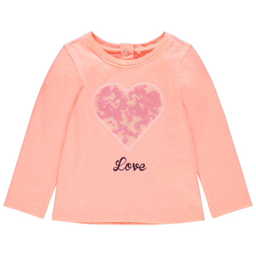 Camiseta de manga larga con corazones de lentejuelas 