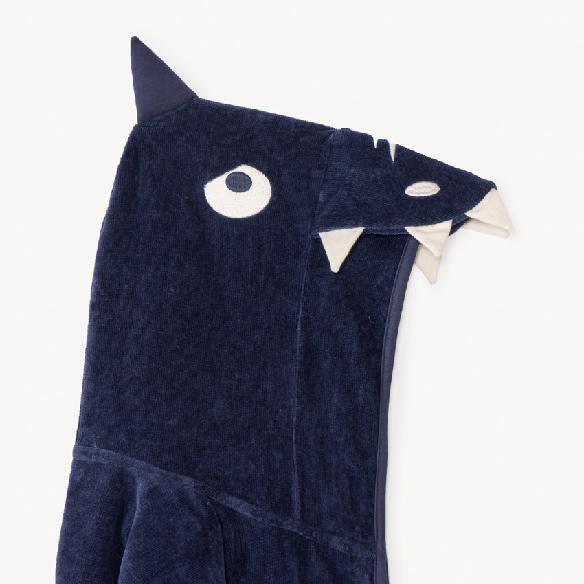 Bata de baño de toalla con capucha lúdica de tiburón para niño 