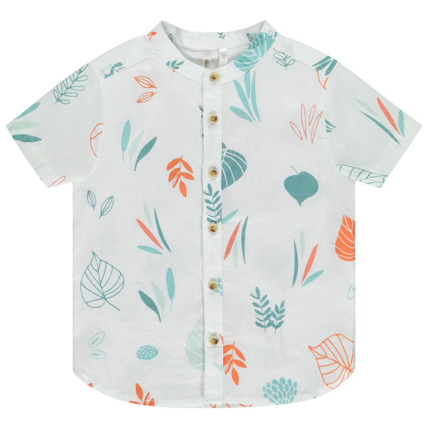 Camisa manga corta estampado follaje para bebé niño 