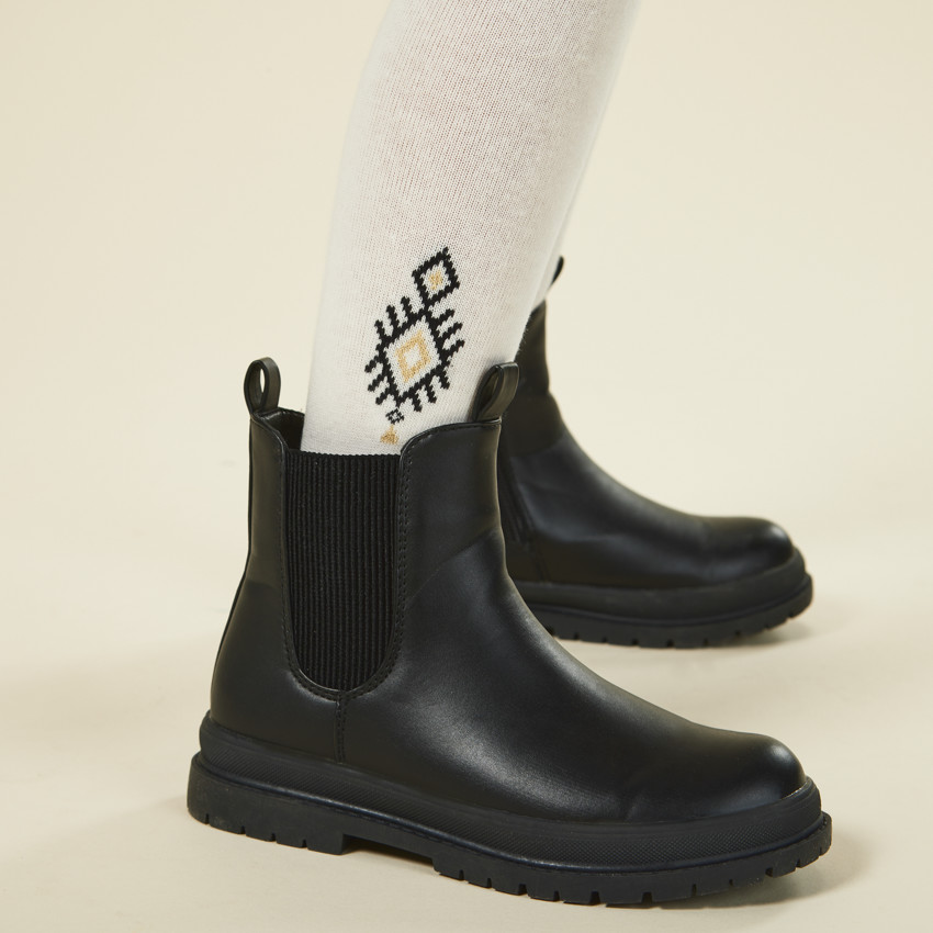 Botines con cremallera efecto piel con cuadrícula para niña 