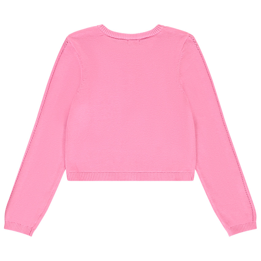 Chaleco de manga larga con detalles de punto para niña 