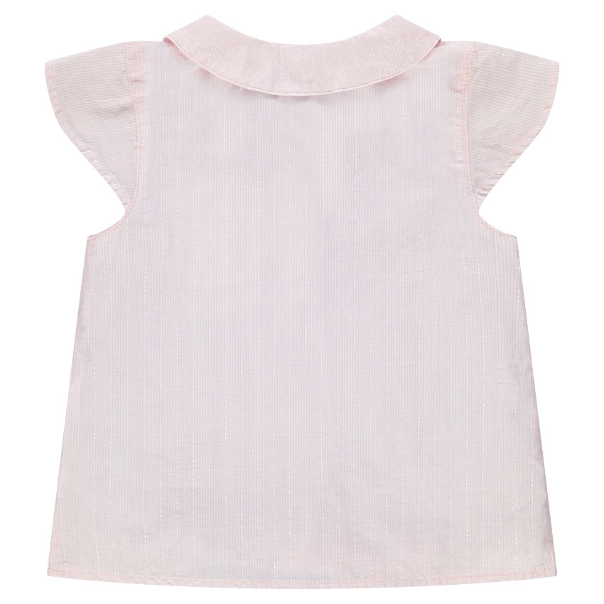 Camisa de manga corta con finas rayas con cordones que se anudan 