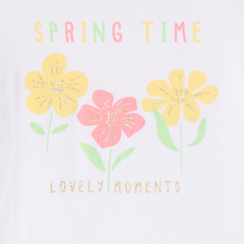 Camiseta de manga corta con estampado y brillos para niña 