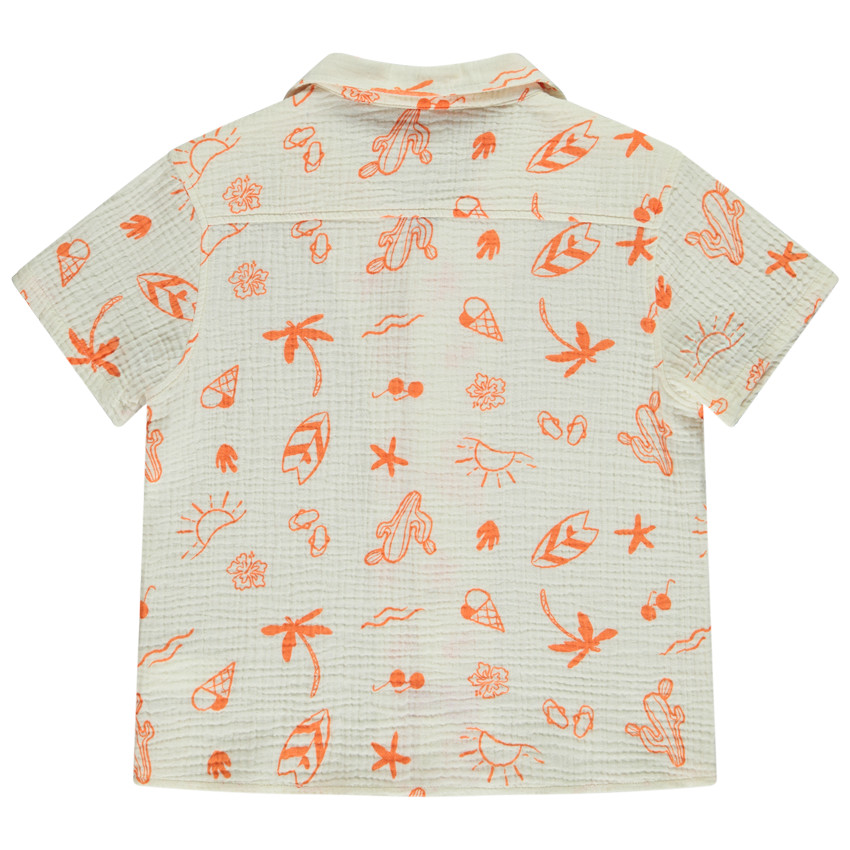 Camisa manga corta en tetra estampado vacaciones para niño 