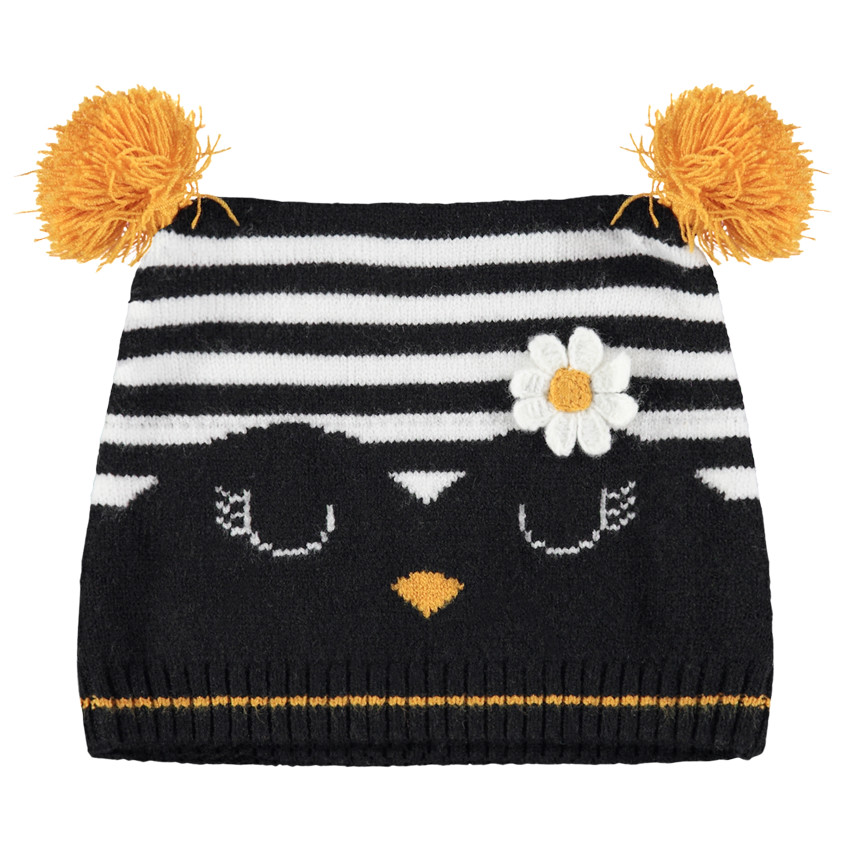 Ensemble avec robe en tricot et bonnet assorti à rayures 