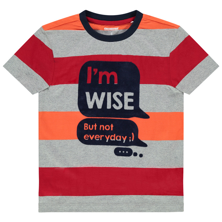 Camiseta de manga corta con rayas y burbujas de conversación 