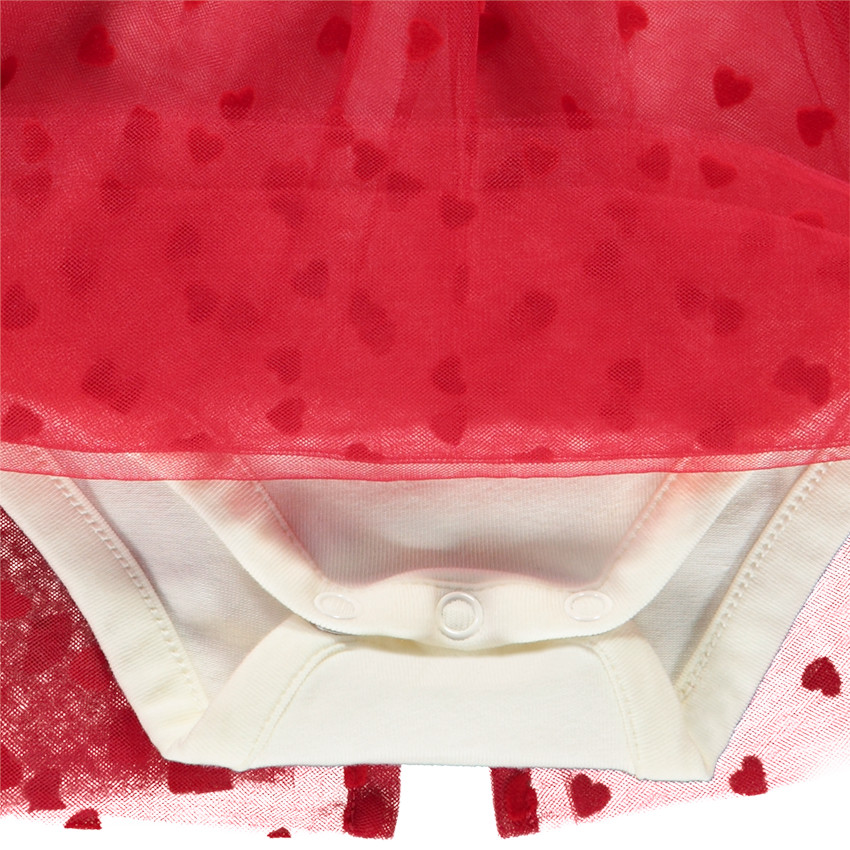 Vestido de fiesta efecto 2 en 1 bicolor con corazones para bebé niña 